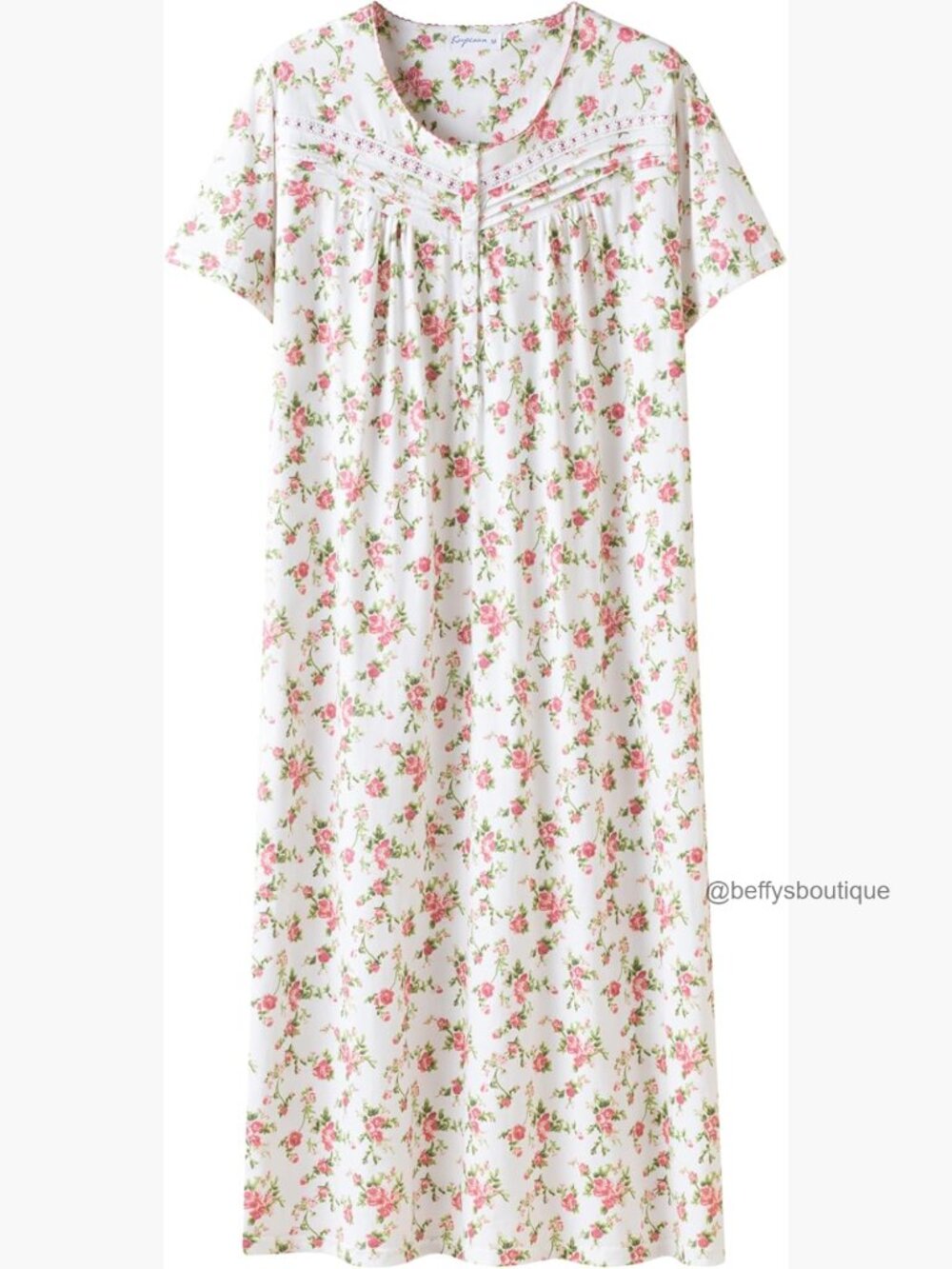 100% Cotton Short Sleeve Nightgown Soft Comfy Loose Fit Nightdress Lounge - Picture 1 of 7